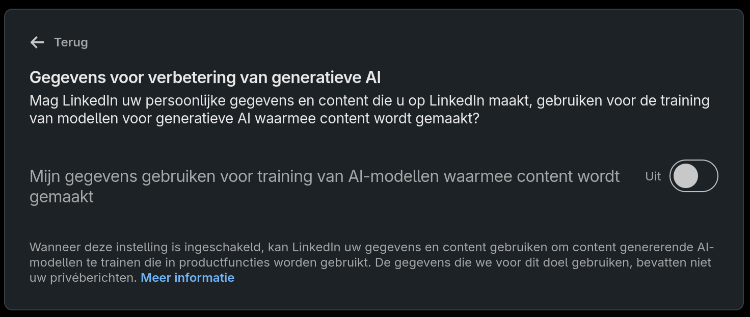 LinkedIn gegevensprivacy opt out gebruik gegevens